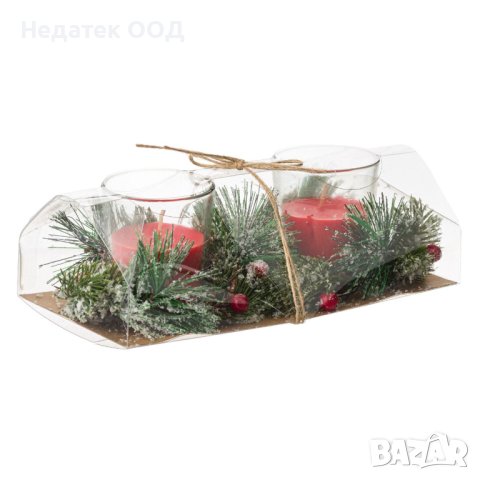 Комплект с коледни  свещници, 10х10х8см, 2 бр., снимка 3 - Декорация за дома - 42726314