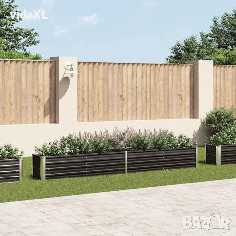 vidaXL Градинска висока леха поцинкована стомана 320x40x45 см антрацит（SKU:47055）, снимка 2 - Градински мебели, декорация  - 53314336