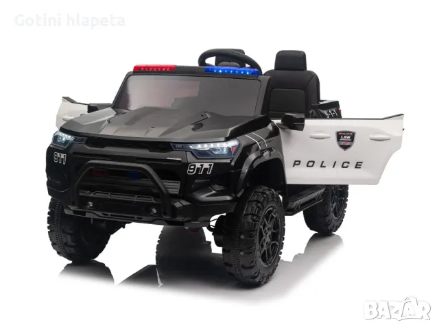 Двуместен акумулаторен джип POLICE 4X4 24V MP3 меки гуми,Кожена седалк, снимка 16 - Детски велосипеди, триколки и коли - 48292066