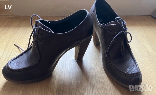 Обувки с ток от естествена кожа с опушен ефект. GiAnni #39.