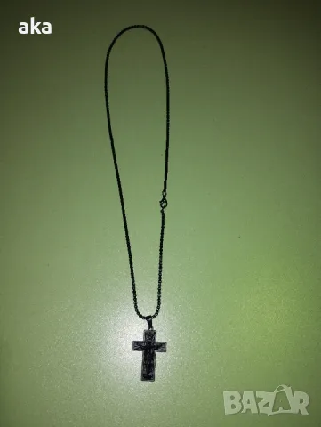 красиво колие 60 см. ланец с кръст черен, снимка 5 - Колиета, медальони, синджири - 48325289
