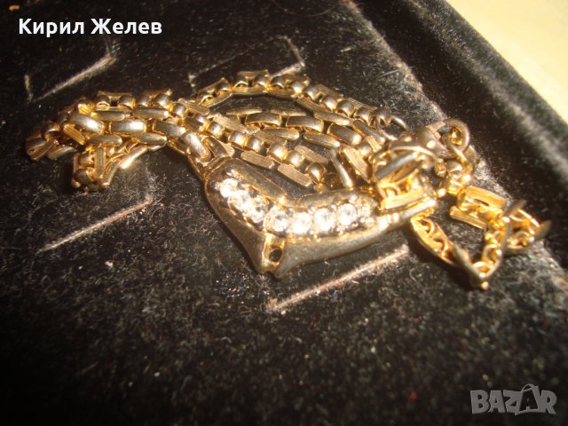 ПОЗЛАТЕНО БРОНЗОВО ВИНТИДЖ РЕТРО АРТ КОЛИЕ с ИНКРУСТИРАНИ ЦИРКОНИ 20497, снимка 8 - Колиета, медальони, синджири - 33846833
