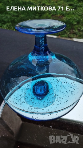 Една прекрасна фруктиера на столче от цветно стъкло с "мехурчеста" структура, снимка 5 - Аксесоари за кухня - 52643437