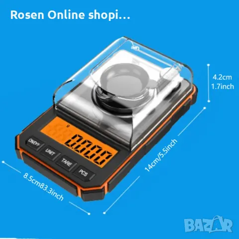 Бижутерска везна с точност до 0.001g LCD, с функция за калибриране, 50g максимално тегло, снимка 3 - Електронни везни - 49254223