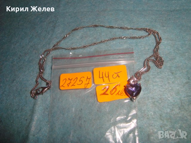 САПФИРЕНО НЕЖНО КРАСИВО АРТ ДЕКО КОЛИЕ БЛАГОРОДНА СТОМАНА с БЯЛА ПОЗЛАТА и ЦИРКОН 27257, снимка 5 - Колиета, медальони, синджири - 35007849