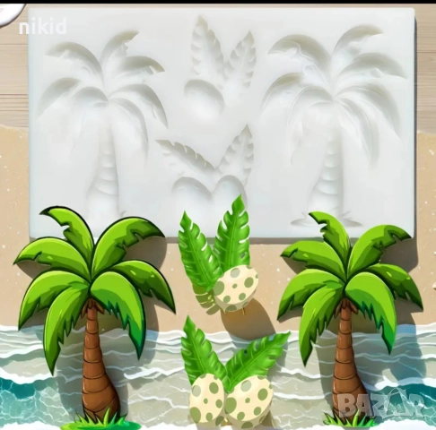 Палма Палми кокосово дърво кокосов орех силиконов молд форма фондан декор украса