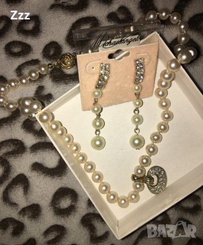 Дамски обеци и колие с перли и сребро, снимка 2 - Бижутерийни комплекти - 31870049