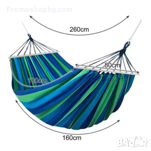 Промоция! Двоен градински хамак Gardlov с 80 см дървени рейки 260x160cm, снимка 3 - Градински мебели, декорация  - 44934941