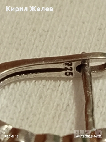 Красива сребърна обеца с инкрустиран цирконий 52480, снимка 6 - Обеци - 52692629