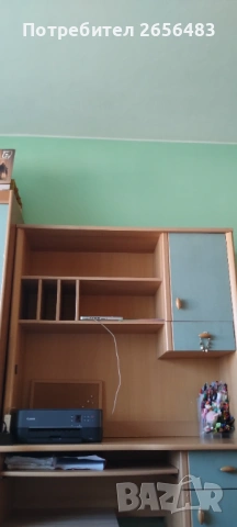 Комплект обзавеждане-етажерка, двукрилен гардероб, бюро, стол, бонус килим, снимка 4 - Гардероби - 54003375