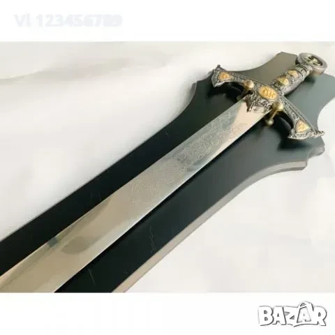 Средновековен темплиерски Меч + дървена поставка за стена, снимка 5 - Колекции - 50687000