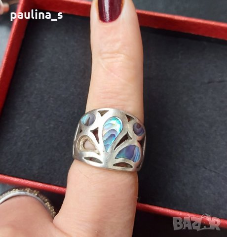 Масивен сребърен пръстен проба 925 с кралски седеф - "Абалон" , снимка 5 - Пръстени - 34975726