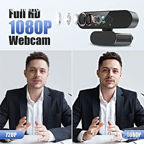 Нова USB Уеб камера за компютър лаптоп с микрофон 1080p влог Youtube, снимка 3 - Други - 40727662
