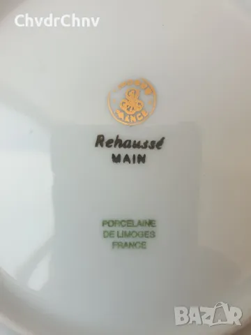 Limoges Rehausse Main 19см/Лимож стара френска колекционерска декоративна порцеланова чиния-картина, снимка 4 - Картини - 48044169