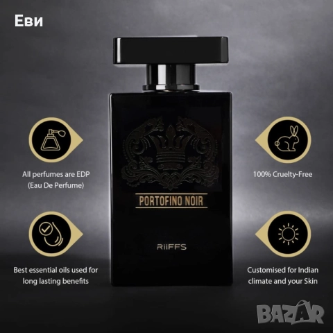 Оригинален Арабски парфюм PORTOFINO NOIR RiiFFS Eau De Perfume 100ml, снимка 4 - Мъжки парфюми - 51432644