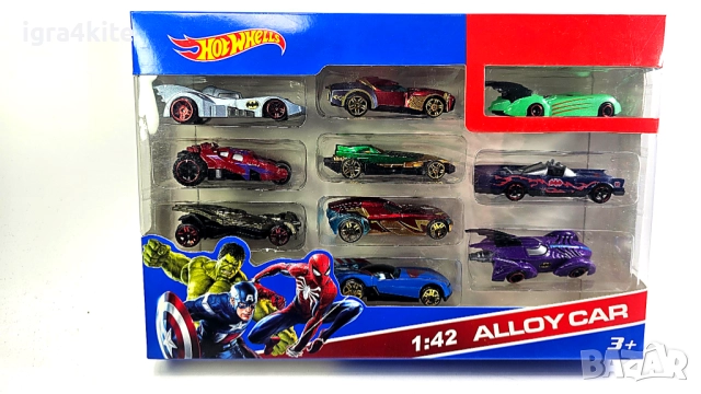 Hot Wheels Marvel Avengers 10 бр. в кутия метални колички / 2 модела, снимка 2 - Коли, камиони, мотори, писти - 52868727
