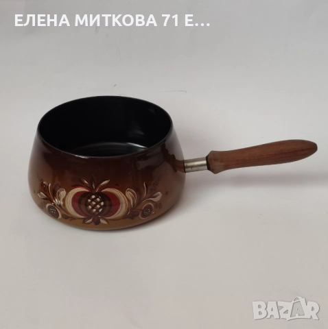 Много тежка емайлирана касерола с дървена дръжка, снимка 3 - Съдове за готвене - 52818898