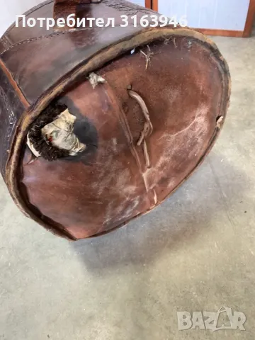 Кожен отоман ,османска (табуретка) Еквадор c. 1960 г, снимка 7 - Дивани и мека мебел - 49127913