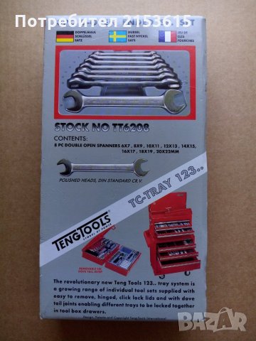 Teng Tools Гаечни ключове комплект 8 броя отворени 8-22мм Chrome Vanadium, снимка 7 - Ключове - 29562311