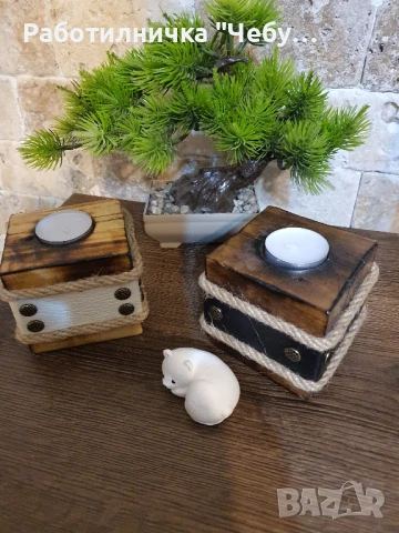 Дървени свещници, снимка 6 - Декорация за дома - 50750345