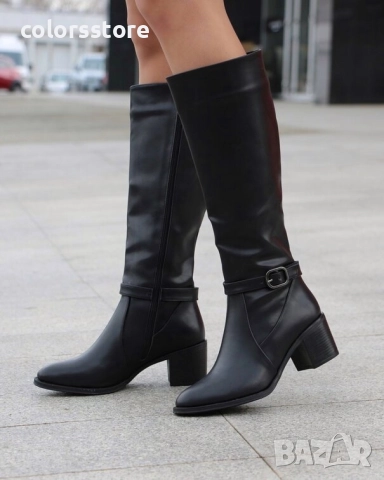 Ботуши на ток - черна кожа - GRS90 