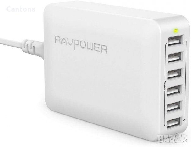 RAVPower 60W 6-портова настолна зарядна станция за зареждане с iSmart