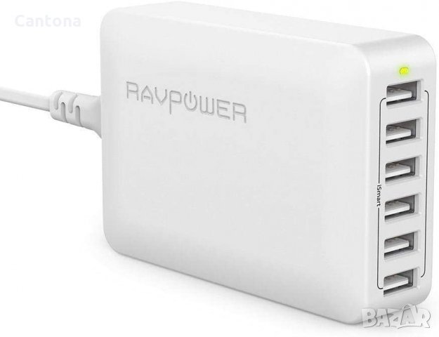 RAVPower 60W 6-портова настолна зарядна станция за зареждане с iSmart, снимка 1 - Оригинални зарядни - 34146996