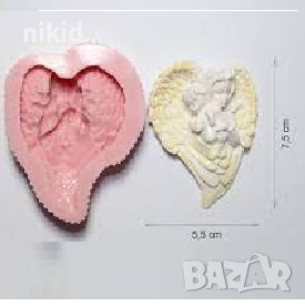 Майка Ангел прегърнала бебе в крила силиконов молд форма калъп гипс сапун, снимка 3 - Форми - 37753540