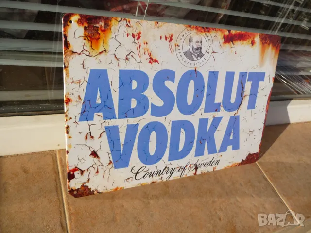 Метална табела Vodka Absolut Sweden водка Абсолют ръждив ефект алкохол, снимка 2 - Рекламни табели - 49811445