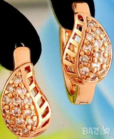 Обеци "сълза" от 14к попълнено розово злато 15 лв., снимка 2 - Обеци - 51776146