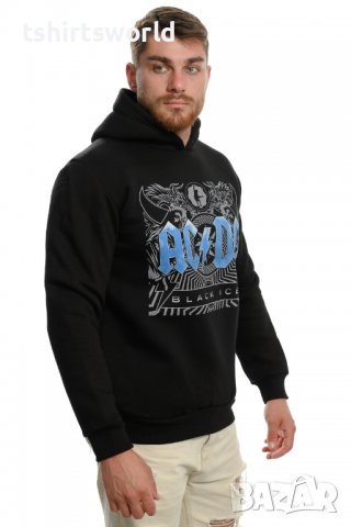 Нов мъжки суичър с дигитален печат AC/DC - Black Ice (син надпис), снимка 5 - Суичъри - 37700060