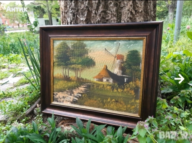 Красива Стара Картина Прованс Живопис Маслени Бои на Платно, снимка 4 - Картини - 52708471