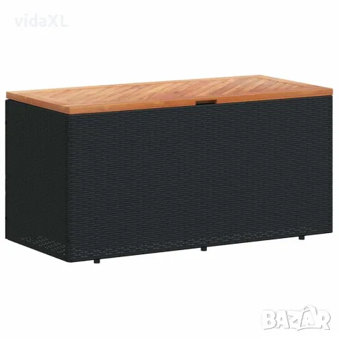 vidaXL Външна кутия за съхранение черна 110x50x54 см PE ратан акация