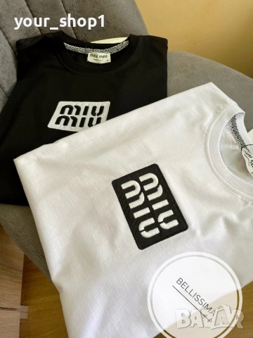 Дамска тениска Miu Miu черно бежово бяло розово мента , снимка 6 - Тениски - 53882406