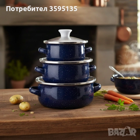  Комплект от 3 тенджери - 16см, 18см, 20см, снимка 3 - Съдове за готвене - 53364047