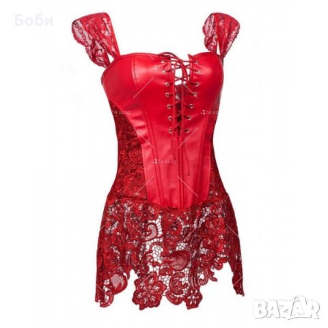Секси корсет/ рокля от кожа и дантела+прашки до 5ХЛ-Разпродажба-ПРОМОЦИЯ, снимка 3 - Корсети, бюстиета, топове - 37288772