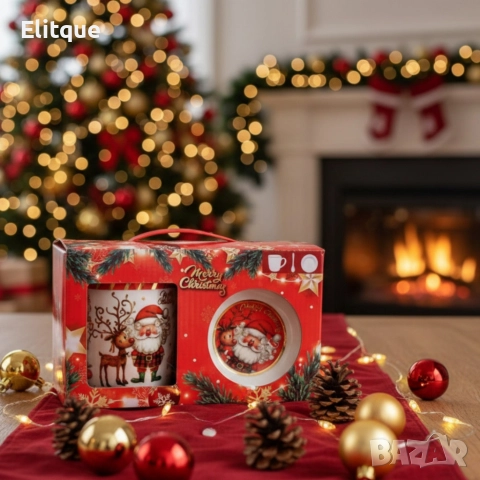 Премиум коледен подаръчен сет – керамична чаша с аксесоари, снимка 8 - Чаши - 52775450