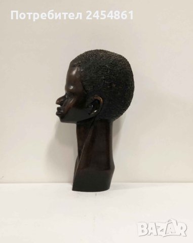 Африка, дърво, фигура, мъж, скулптура, абанос, антика, бюст, снимка 2 - Антикварни и старинни предмети - 42877621