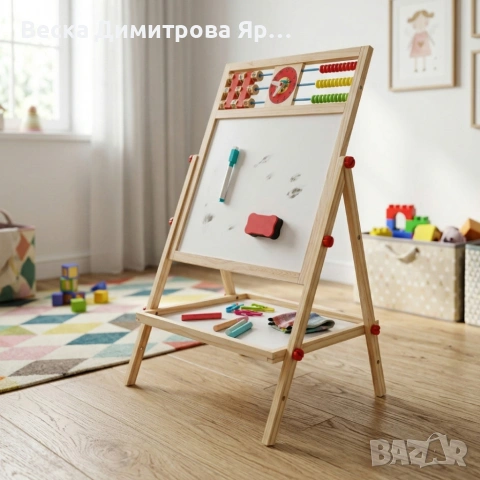 Мултифункционална образователна детска дъска с дървена рамка – за писане, рисуване и обучение, снимка 6 - Други - 54123497