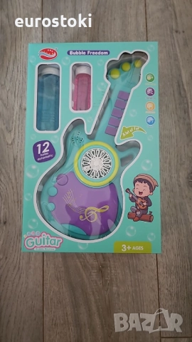 Детска машина за балончета, голяма китара за балончета със Led светлина, с течност за сапунени балон, снимка 7 - Образователни игри - 52514817