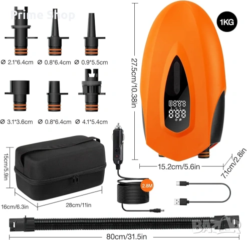 Акумулаторна двускоростна електрическа помпа за SUP Mucek, 12000mAh, 20 PSI, снимка 8 - Надуваеми легла - 54316356