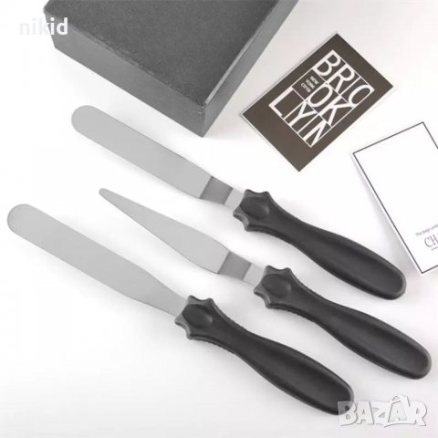 3 бр сладкарска малка шпатула нож за заглаждане и оформяне торта крем глазура сладкарски шпатули, снимка 6 - Аксесоари за кухня - 37452499