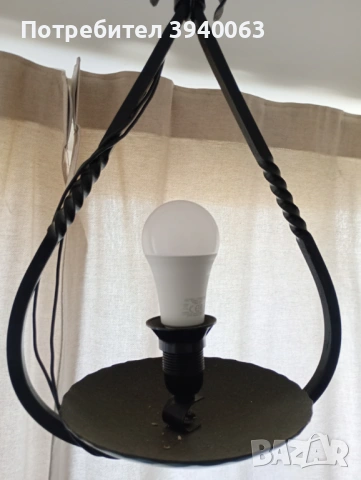 Стар полилей от ковано желязо единичен , снимка 4 - Лампи за таван - 43952225