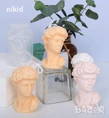 3D Статуя Скулптура на Давид глава мъж мъжка силиконов молд форма свещ гипс смола шоколад калъп свещ, снимка 4 - Форми - 37538180