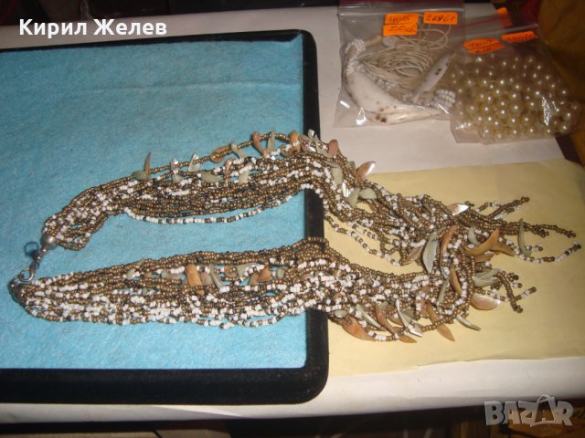 РАЗКОШНА МЪНИСТЕНА АР НУВО СЕДЕФЕНА ОГЪРЛИЦА с ХИЛЯДИ МЪНИСТА ХЕНД МЕЙД ЛЕТЕН НАКИТ 27056 , снимка 4 - Колиета, медальони, синджири - 35132755