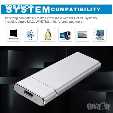 Външен диск 16TB USB 3.1 SSD TYPE-C  високоскоростен, снимка 3 - Твърди дискове - 48487439