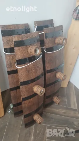 Полилеи от автентични реставрирани дъбови бъчви с ръчно изработени дървени чашки , снимка 14 - Полилеи - 49844600
