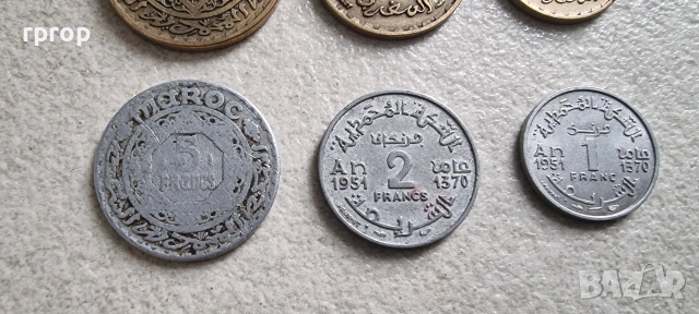 Мароко.1, 2, 5,10, 20 и 50 франка. 1951 г., снимка 3 - Нумизматика и бонистика - 41480772