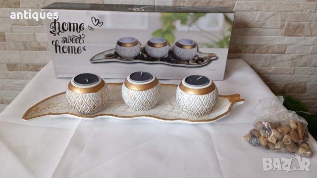 Дървена декорация / поставка за свещи - НОВА, снимка 1