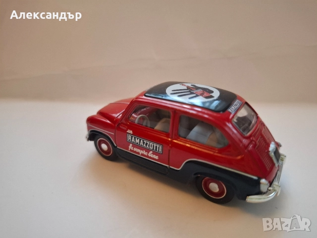 Fiat 600 Ramazzotti червена мащаб 1:43 играчка количка модел, снимка 4 - Колекции - 50640453